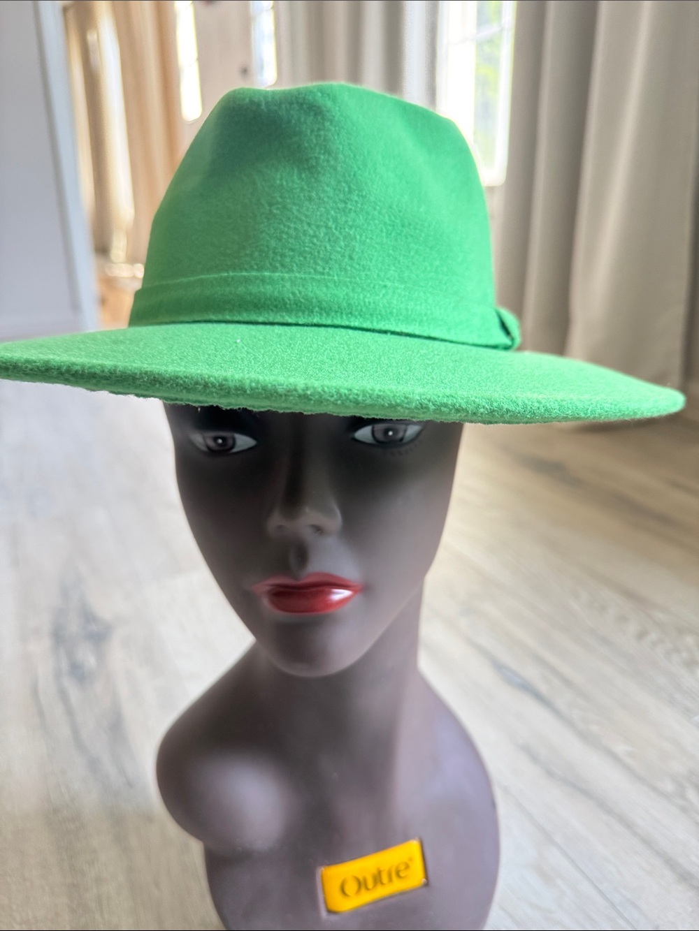 Bright Green Wide-Brim Fedora hat